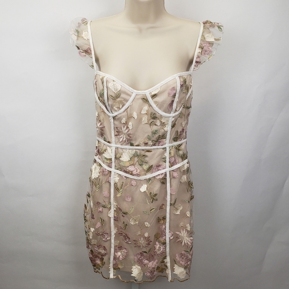 TOBI FANCY THAT MULTI FLORAL BODYCON DRESS - Size small - Picture 2 of 12